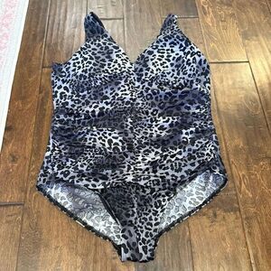 Miraclesuit Swimsuit Leopard Animal Print One-Piece Built-In Tummy Control 22W